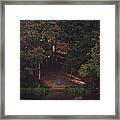 Man In Forest With Lake Framed Print
