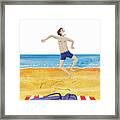 Man In Pain Crossing Hot Sand Framed Print