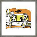 Man In Taxi Leaving City Framed Print