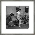 Man Riding Motorcycle With A Great Dane Framed Print