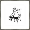 Man Sitting In A Chair With Tie Blowing Back Framed Print