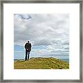 Man Standing Alone On A Hill Staring At Framed Print