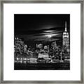 Manhattan At Night Framed Print