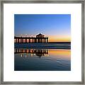 Manhattan Beach Pier In Nighfall Framed Print