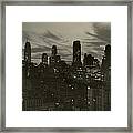 Manhattan Skyline At Night, Nyc Framed Print