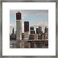 Manhattan Skyline Including Twin Towers Framed Print