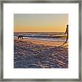 Man's Best Friend On Beach Framed Print