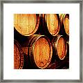 Many Golden Oaken Barrels Maturing Wine Framed Print
