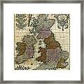 Map Of England, Scotland & Ireland Framed Print