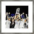 Mariano Rivera Holds Trophy As New York Framed Print