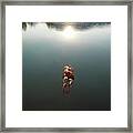 Mature Man Diving Into Lake, Rear View Framed Print