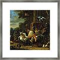 Melchior De Hondecoeter -utrecht, 1636-amsterdam, 1695-. Landscape With Poultry And Birds Of Prey... Framed Print