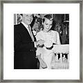 Mia Farrow And Frank Sinatra Cutting Framed Print