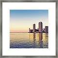 Miami Skyline On Biscayne Bay Framed Print