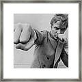 Michael Caine Throwing A Punch Framed Print