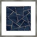 Midnight Navy Blue Ink Silver Geometric Glam #1 #geo #decor #art Framed Print