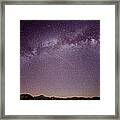 Milky Way And A Meteor Over Mountains Framed Print