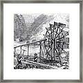 Mine Workers And Water Wheel Framed Print