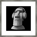 Moai Wearing Headphones Framed Print