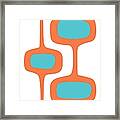 Mod Pod Two In Turquoise And Orange Framed Print