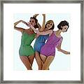 Models In Rose Marie Reed Swimsuits Framed Print