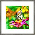 Monarch Butterfly Impasto Colorful Framed Print