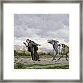 Monk And Donkey, 1878 Framed Print