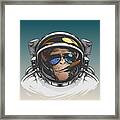 Monkey Astronaut Illustration Framed Print