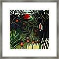 Monkeys And Parrot In The Virgin Forest Framed Print