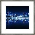 Montreal Cityscape Reflection At Night Framed Print