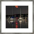 Moonrise At The Dock Framed Print