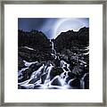 Moonrise At The Waterfall Framed Print