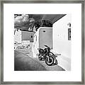 Motorcycle In Greece Framed Print