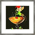 Mouse Stirring A Christmas Cocktail Framed Print