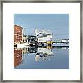 Mystic River Drawbridge With Sailing Ship Framed Print