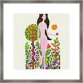 Naked Woman In A Garden Framed Print