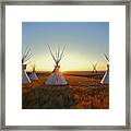 Native North American Tipis At Sunrise Framed Print