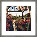 Nativity, 1452. Artist Petrus Christus Framed Print