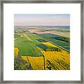 Natural Green Field With Trails Lines Framed Print