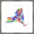 New York State Colorful Cities Word Art Framed Print