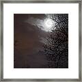 Night Sky With Moon, Clouds And Trees Framed Print