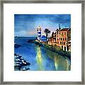 Nightfall In Cascais Portugal Framed Print