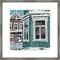 Nordic Town Houses - Green House Framed Print