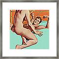 Nude Couple In Bed With Handcuffs Framed Print