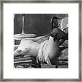 Nude French Woman Reclining Framed Print
