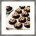 Nut Biscuits With Dark Chocolate On A Piece Of Paper Framed Print