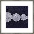 Old American Silver Coins Ver One Framed Print