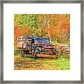 Old Farm Truck Fall Foliage Vermont Square Framed Print
