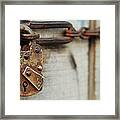 Old Lock On Wooden Door Framed Print