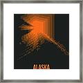 Orange Map Of Alaska Framed Print